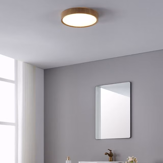 Eglo Musurita LED Ceiling Light in Brown with Wood and Plastic Finish