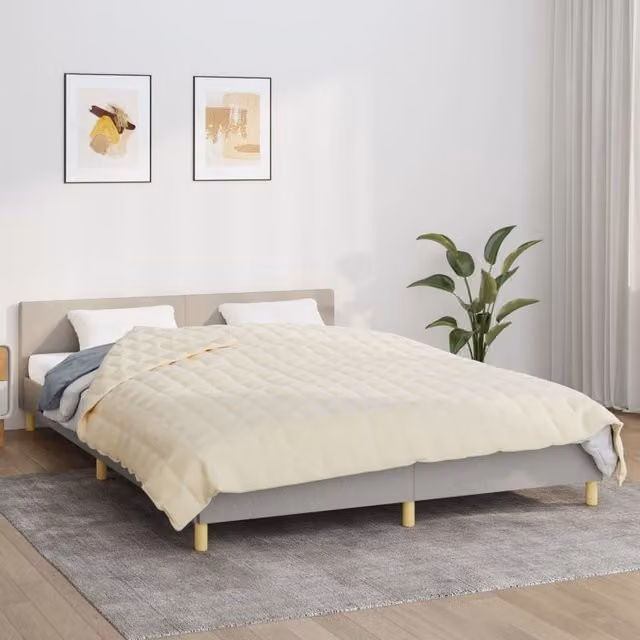 Berkfield Home Weighted Blanket in Beige, W/D: 220 x 235 cm, 13 kg – 1