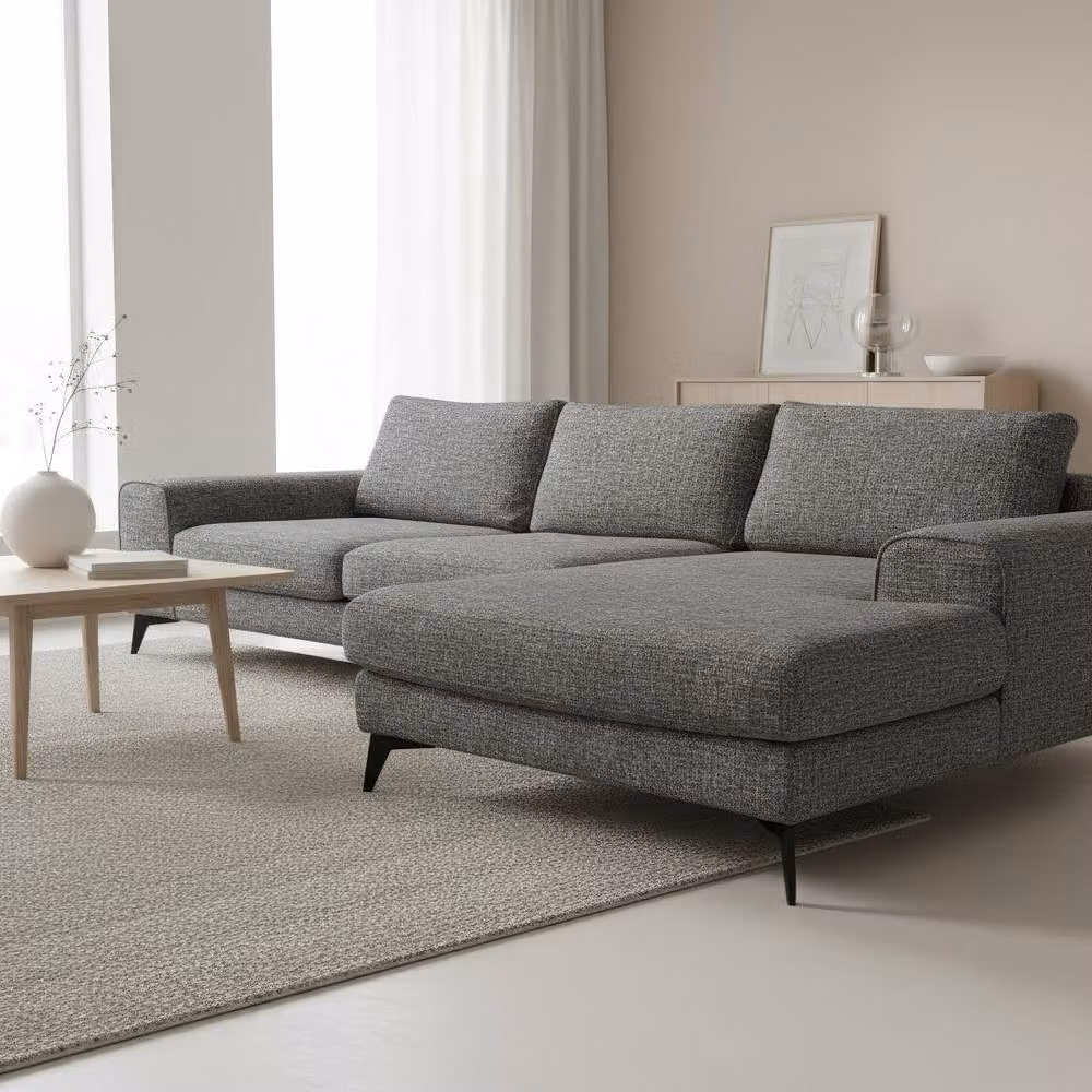 Abakus Direct Venice Chenille L-Shaped Corner Sofa in Grey, Right Hand Facing – 3