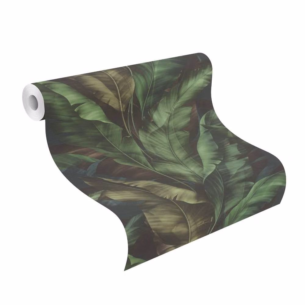 Rasch Rio Jungle Leaves Self-Adhesive Non-Woven Textured Wallpaper in Green and Red – 7