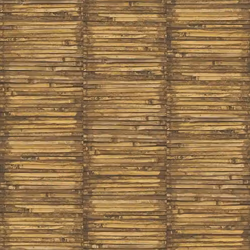 Global Fusion Green Bamboo Galerie Wallpaper with Botanical and Floral Ethnic Patterns in Green and Brown