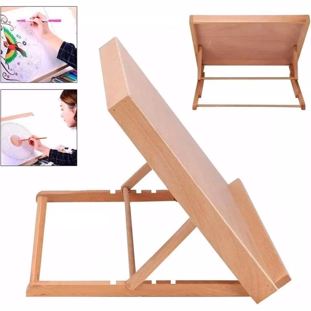 EONLION Brown Wooden Adjustable Drawing and Writing Table with Tilting Top, Width: 100 cm – 2