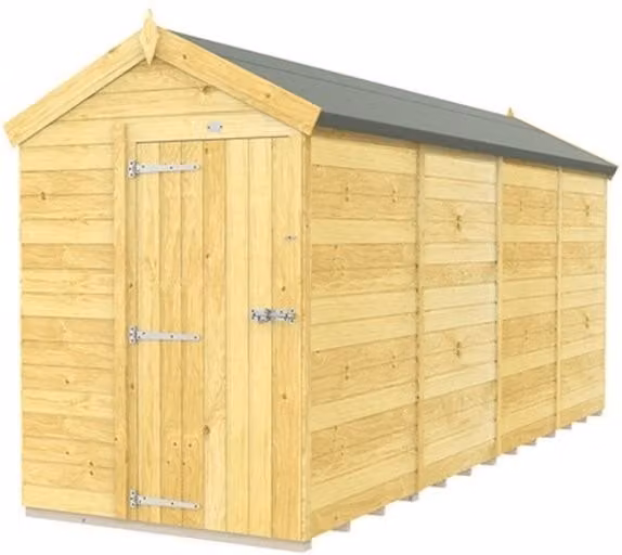 Buttercup Farm Apex Wooden Shed in Brown with Single Door and No Window, L472 x W147 x H217 cm