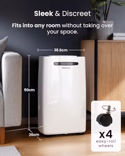 Pro Breeze 20L Dehumidifier in White with Continuous Drainage, Timer and Hygrostat – 8