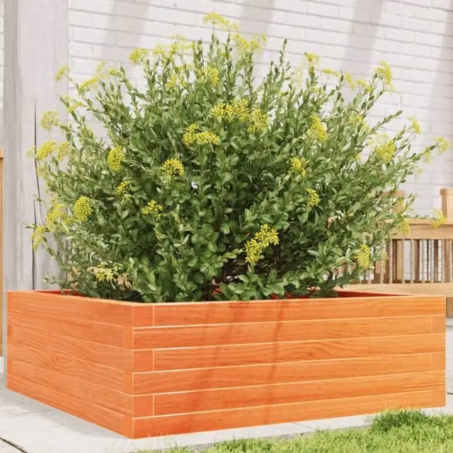 Berkfield Home Garden Planter Tub in Wax Brown, Solid Wood Pine, W/D/H: 70 x 70 x 23 cm