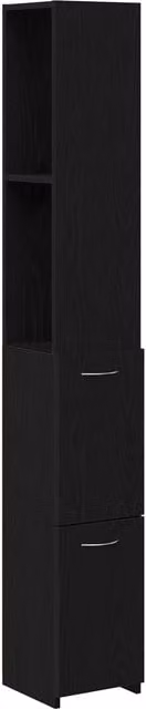 Berkfield Home Black Oak Modern Bathroom Cabinet with Hinged Doors and Internal Shelves, W/D/H: 25 x 25 x 170 cm – 1
