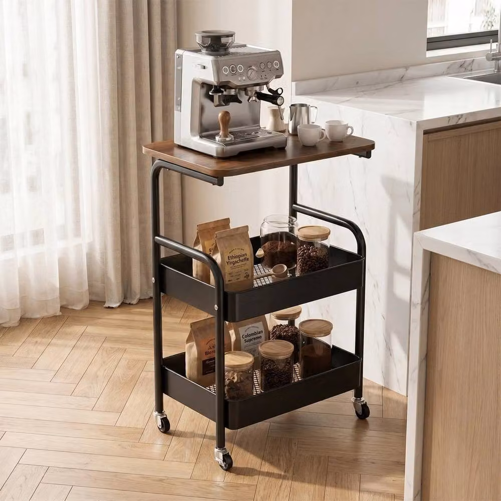 Kelvenix Black 3 Tier Rolling Metal Storage Trolley with Table Top, W/D/H: 73 x 43 x 73 cm – 5