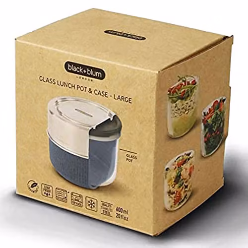 Black + Blum Leakproof Insulated Glass Lunch Pot in Black or Blue, 600ml – 5