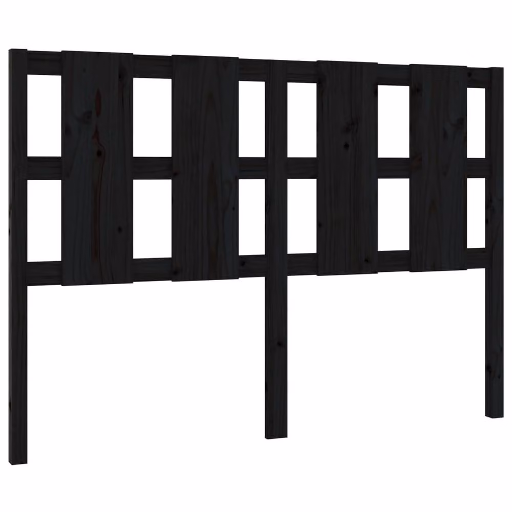 Berkfield Home Beautiful Bed Headboard in Black Solid Pine Wood, W: 145.5 cm, D: 4 cm, H: 100 cm – 2