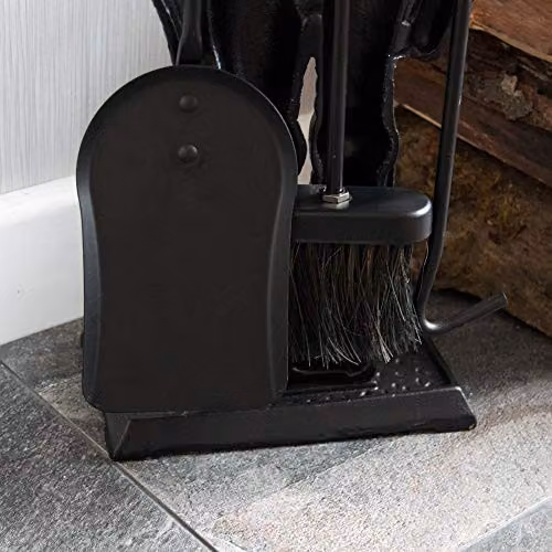Fire Vida Knight Soldier 4 Piece Metal Fireplace Companion Set in Black – 5