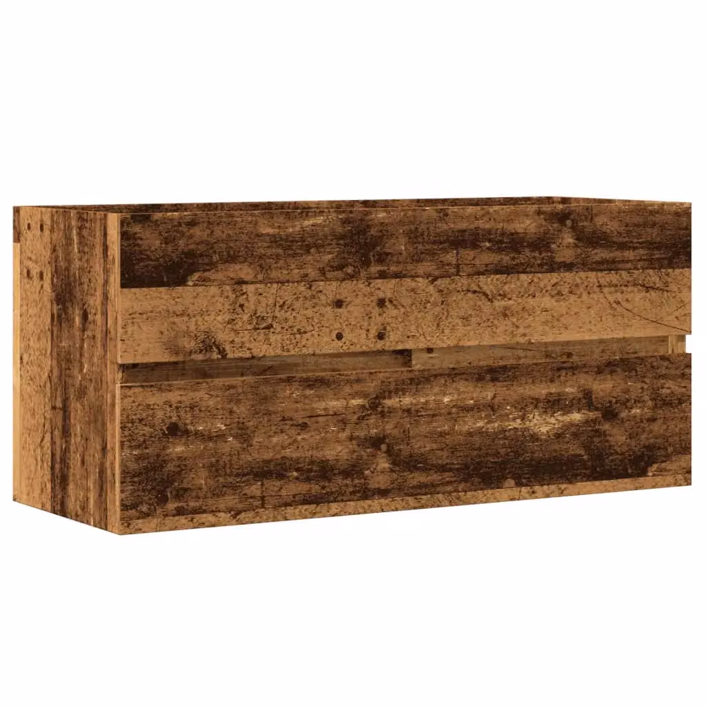 Berkfield Home Rustic Old Wood Sink Cabinet in Brown, W/D/H: 100 x 38.5 x 45 cm – 2