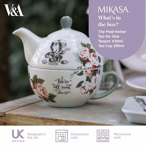 Mikasa Bone China Tea for One Teapot and Cup Set, White, 350ml – 2