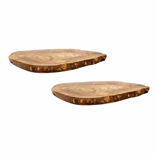 Verano Spanish Ceramics Solid Olive Wood Rustic Kitchen Table Trivets, Brown, Diameter: 30 cm, Set of 2 – 2