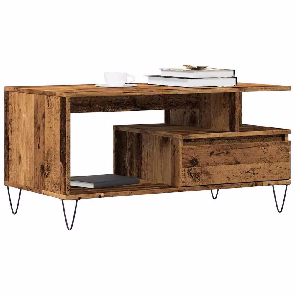 Berkfield Home Old Wood Coffee Table in Brown, W/D/H: 90 x 49 x 45 cm – 2
