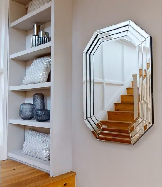Fifty Five South Orsina Raya Minimalist Rattan Wall Mirror in Silver