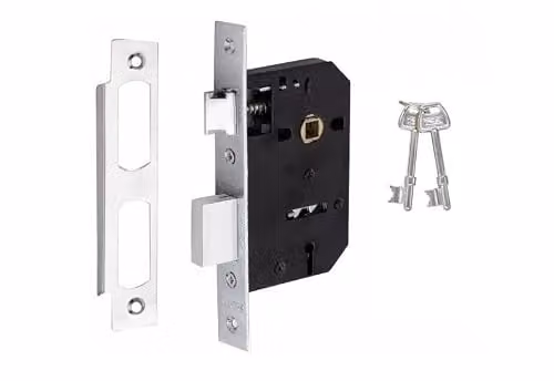 Golden Grace 3 Lever Mortise Sash Lock in Silver with 2 Keys, 64mm