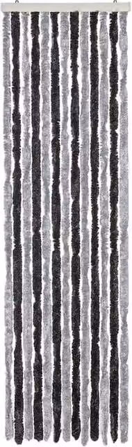 Berkfield Home Grey and Black Striped Chenille Soft Fly Curtain, W: 56 cm, H: 200 cm