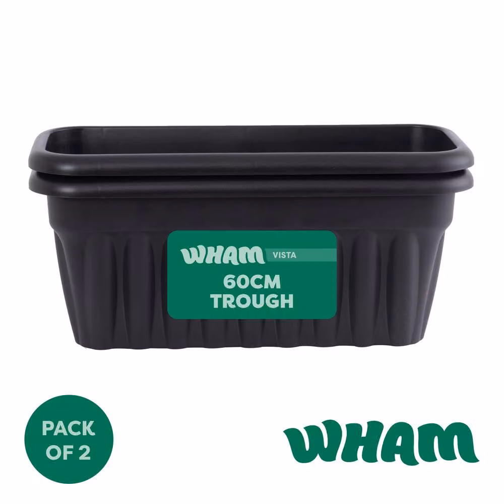 Wham Vista Rectangular Plastic Garden Planter Trough in Black, W/D/H: 60 x 25 x 24 cm – 2