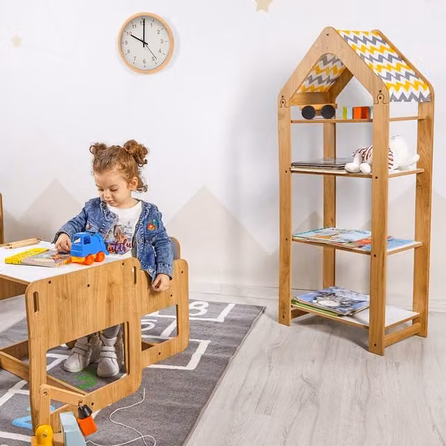 Minera Kids Multipurpose Storage Bookcase with 4 Adjustable Shelves, Available in Pink, Blue or Yellow