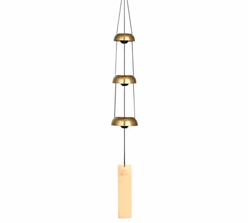 Woodstock Chimes Brass Temple Wind Bells Trio in Gold and Black, H: 62.2 cm