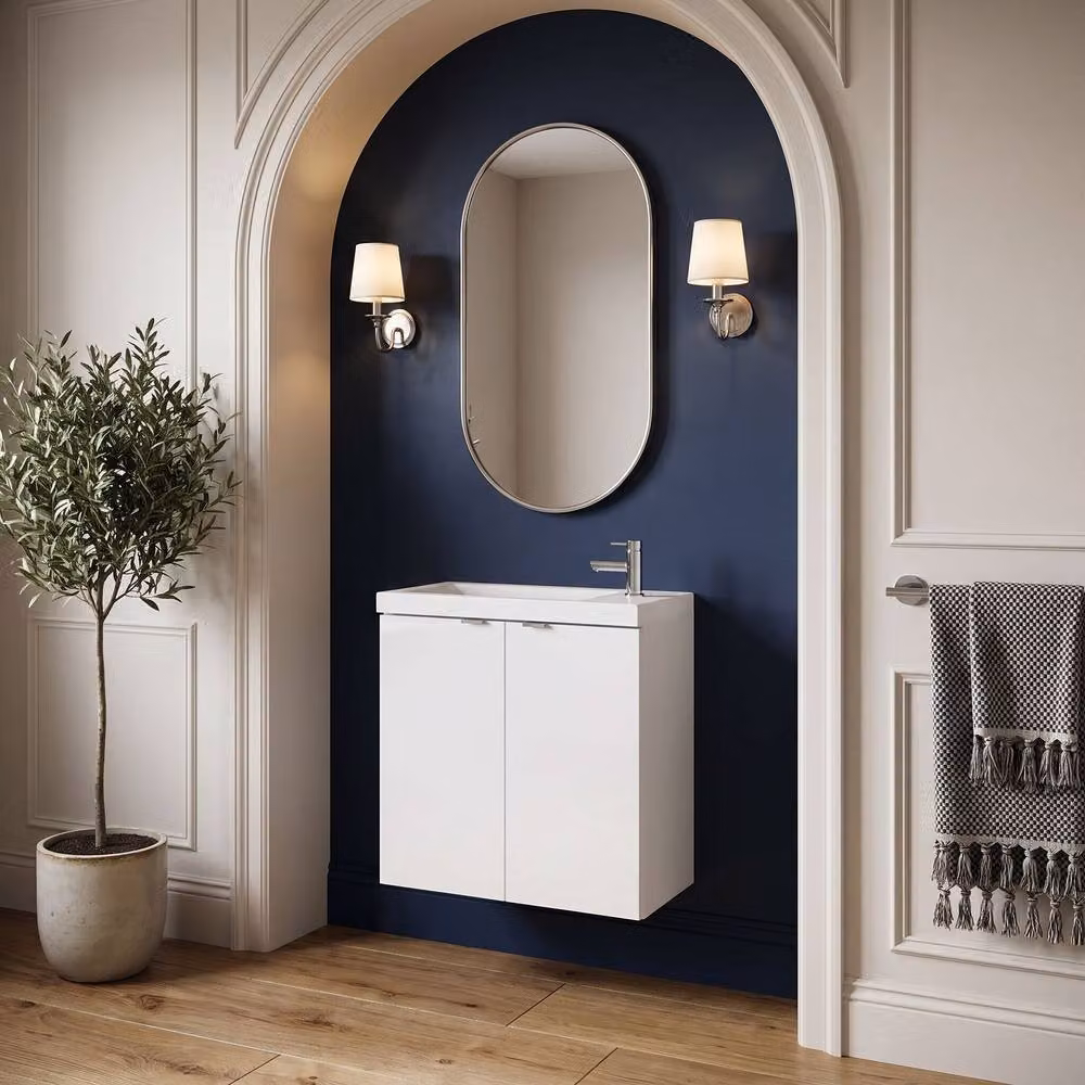 Balterley Alrewas 2 Door Wall Hung Gloss White Bathroom Vanity Unit, W: 50 cm, D: 57.9 cm, H: 50 cm – 3