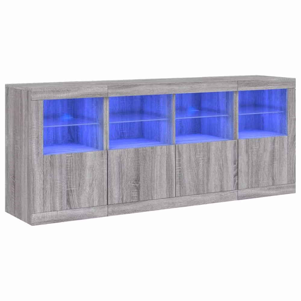 Berkfield Home Modern Sideboard with Integrated LED Lights in Grey Sonoma, W/D/H: 163 x 37 x 67 cm – 2