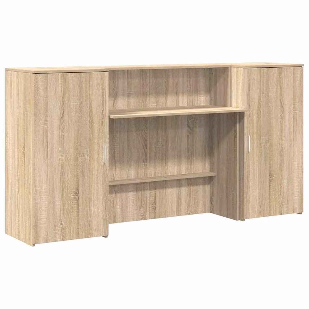 Berkfield Home Sonoma Oak Reception Desk in Light Oak, W/D/H: 200 x 50 x 103.5 cm – 2