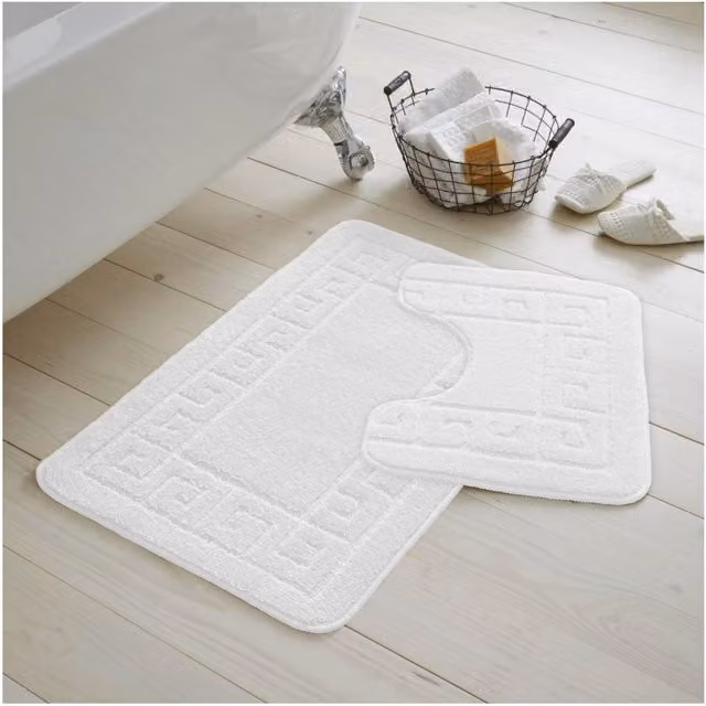 GAVENO CAVAILIA Super Absorbent 2 Piece Greek Bath Set in White