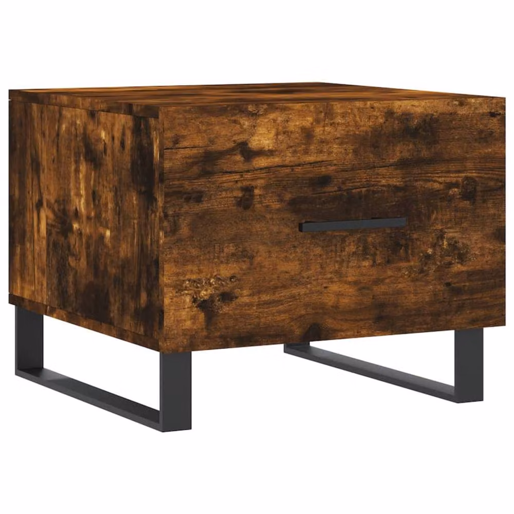 Berkfield Home Set of 2 Smoked Oak Decorative Coffee Tables in Brown, W/D/H: 50 x 50 x 40 cm – 4