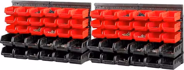 VOGREX 64 Piece Wall Mounted Tool Storage Organiser Rack in Red – 1