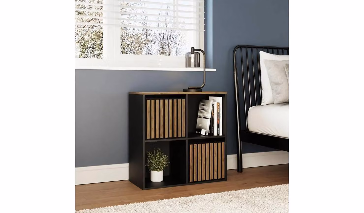 Cheap Furniture Warehouse GFW Kube 4 Cube Storage Unit in Black and Brown