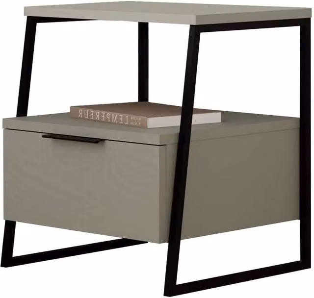 Havendro Ash Green 2-Tier Side Table with Hinged Doors