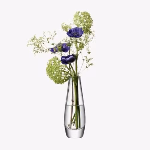 LSA International Flower Single Stem Vase, Handmade Clear Glass, Height: 17 cm
