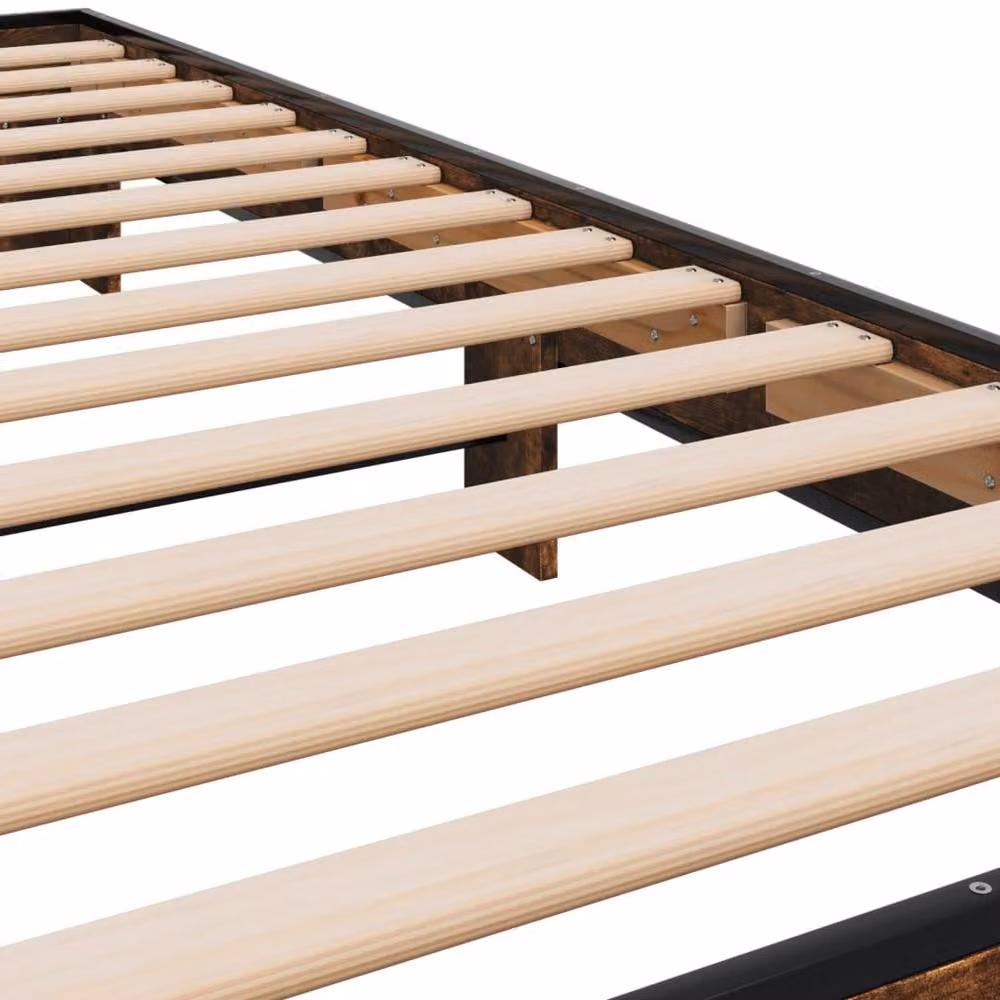 Berkfield Home Durable Smoked Oak Bed Frame in Brown, W/D/H: 100 x 200 x 103 cm – 4