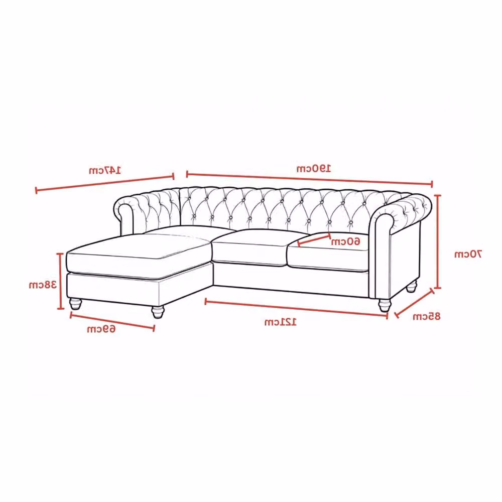 Sofaya Hampton 3 Seater L Shape Chesterfield Sofa in Beige Velvet with Left Hand Chaise – 2