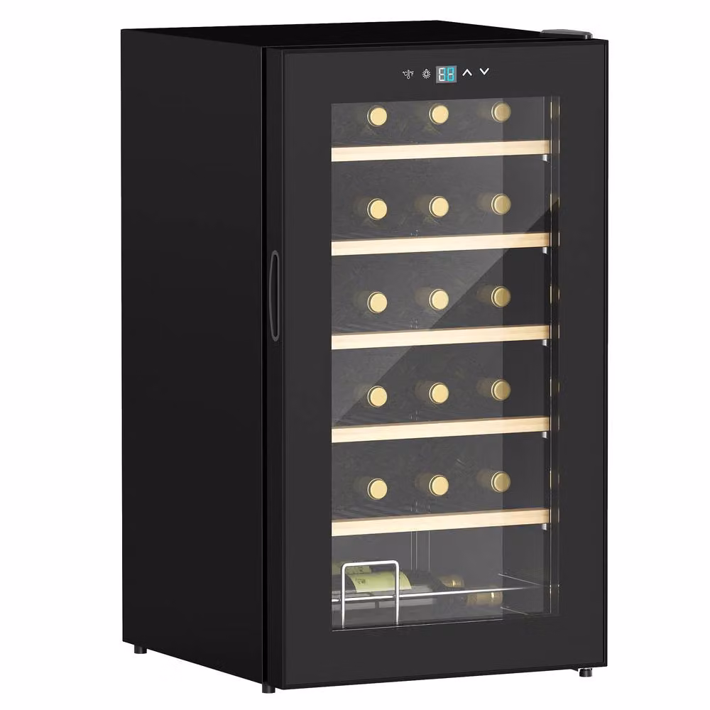 STILVORA Black Freestanding Compressor Wine Cooler Fridge with LED Display and Glass Door, 24 Bottle Capacity, W/D/H: 43 x 65 x 75 cm – 5