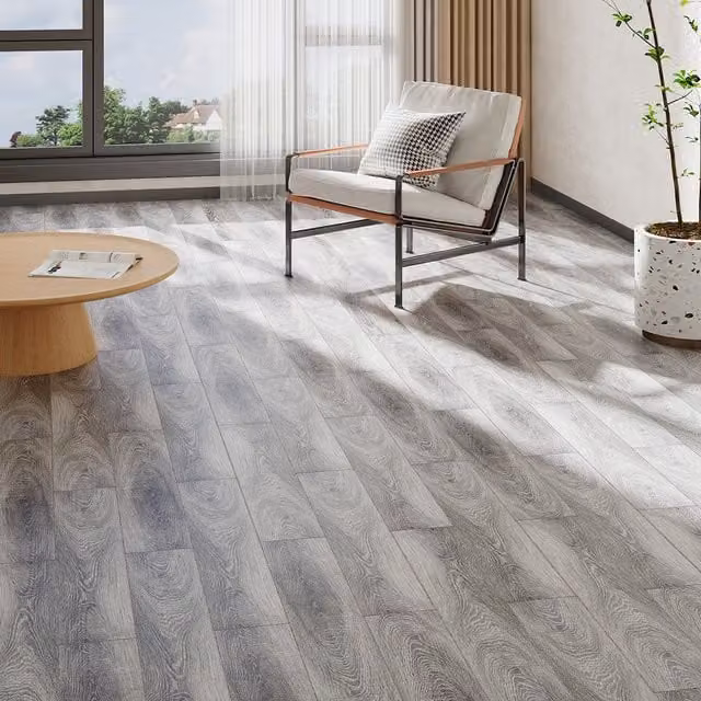 Lifeideas Set of 20 Wood Look Click Flooring Planks in Dark Grey HDF
