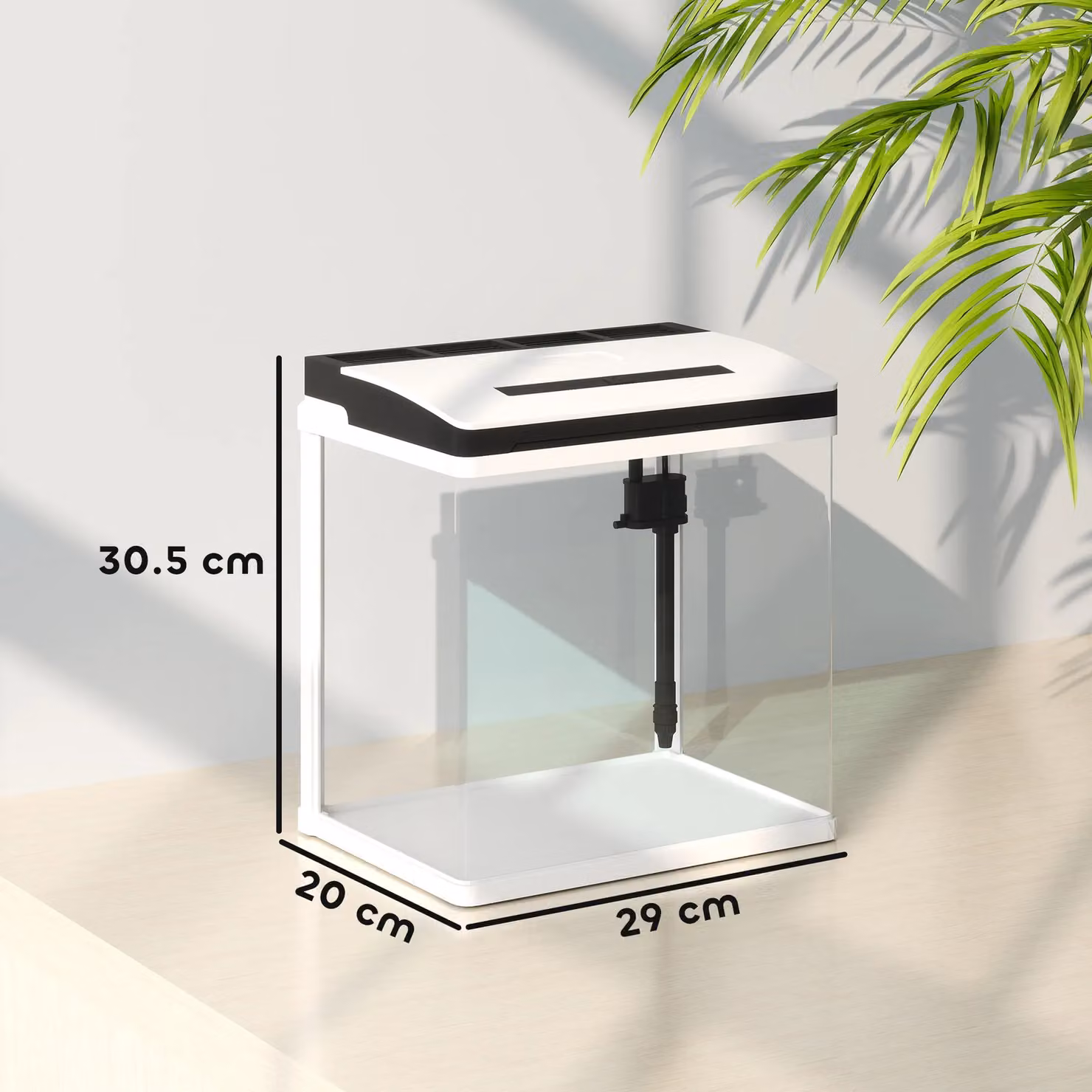 PAWHUT 13L Glass Fish Tank for Betta, Guppy, Shrimp and Mini Parrot Fish, White – 3