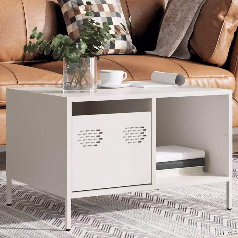 Berkfield Home Sturdy White Coffee Table with Cold-rolled Steel W/D/H: 68.5 x 50 x 43.5 cm – 3