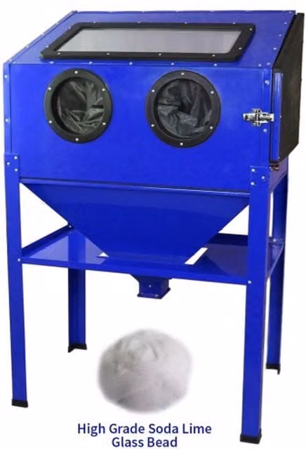 Maxblast Sandblasting Cabinet 220L with High Grade Soda Lime Glass Bead in Blue