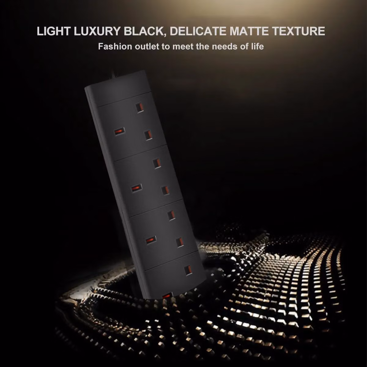 ExtraStar 4 Way UK Extension Lead, Black, 1m – 4