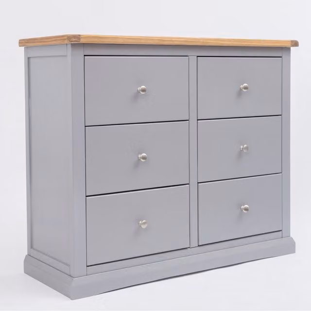 Cabinet Bits Rocca 6 Drawer Chest of Drawers in Grey with Chrome Knobs