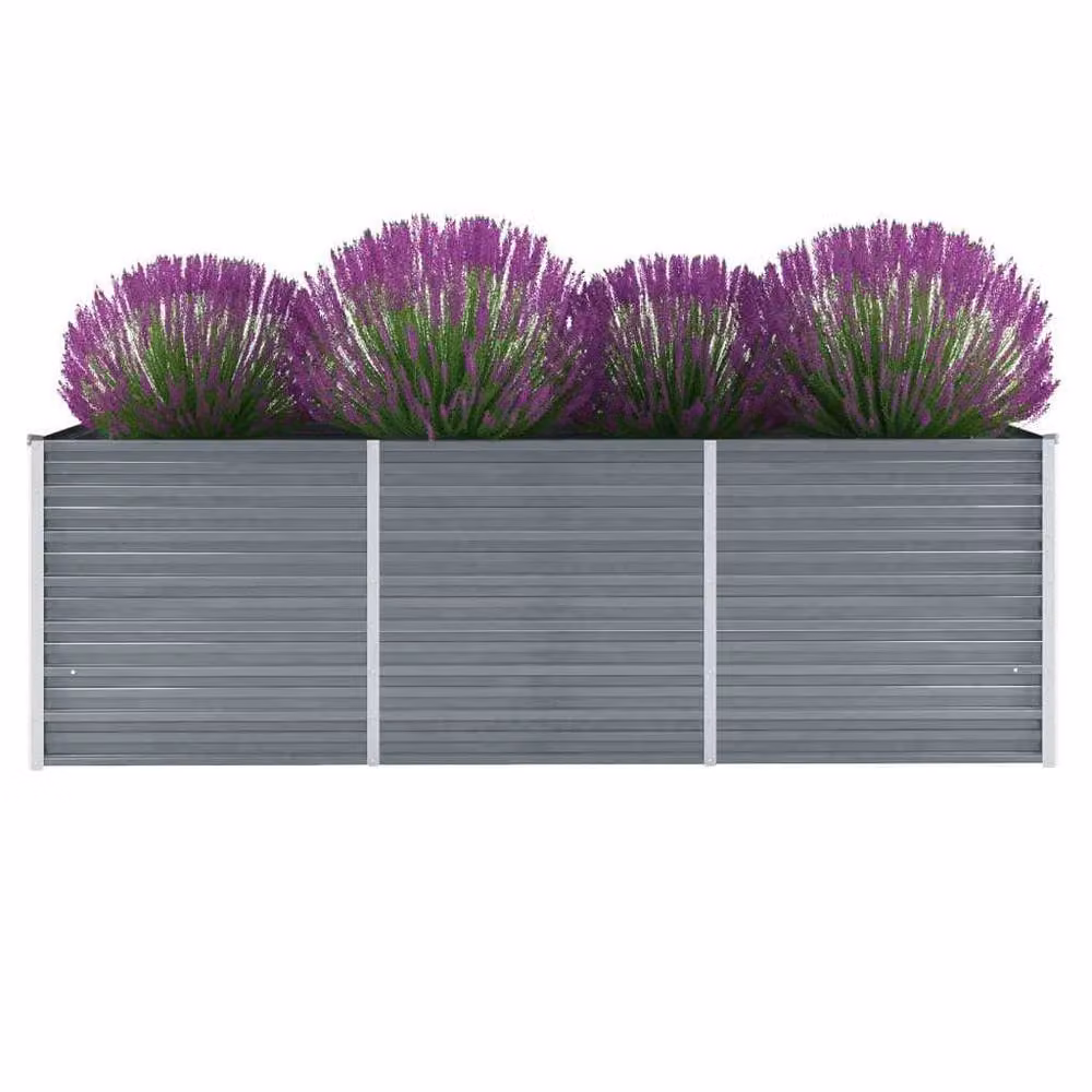 Berkfield Home Garden Galvanised Steel Raised Bed, Grey, W: 240 cm, D: 80 cm, H: 77 cm – 2