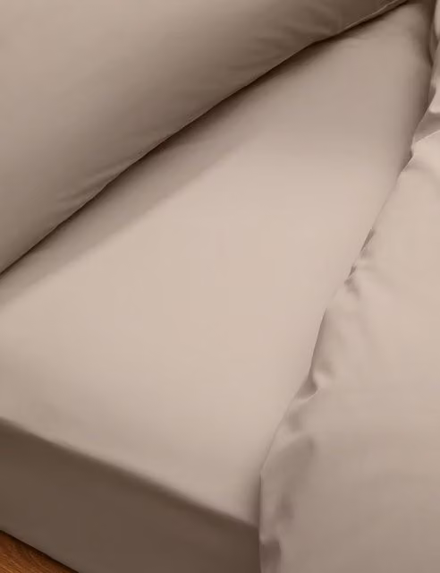 M&S Egyptian Cotton 230 Thread Count Percale Deeper Fitted Sheet, Mink, W: 180 cm, D: 200 cm