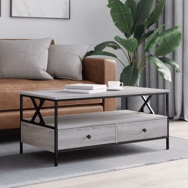 Berkfield Home Grey Sonoma Coffee Table, W/D/H: 100 x 51 x 45 cm