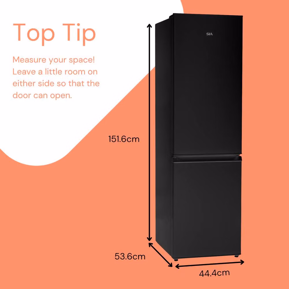 SIA 165L Combi Fridge Freezer in Black with 60/40 Split and Reversible Door - SFF15144BL/E – 3