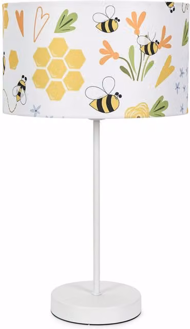ValueLights Charlie White Table Lamp with Fabric Cylinder Shade