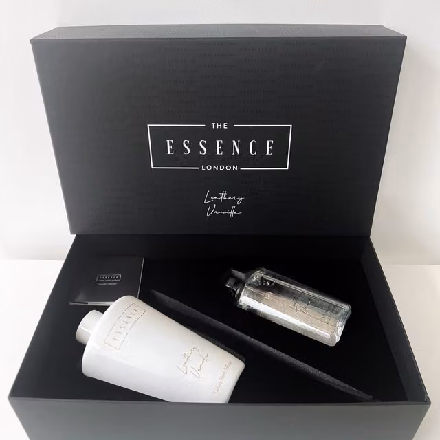 The Essence London Leathery Vanilla Gourmand Reed Diffuser Set, 750ml, White