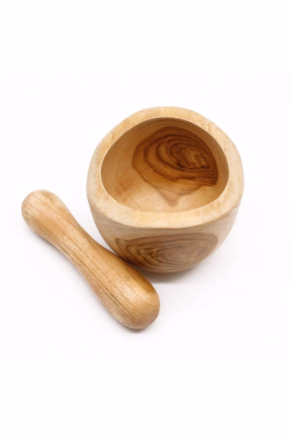 KDMD Ergo Teak Mortar and Pestle Set in Brown Wood – 2
