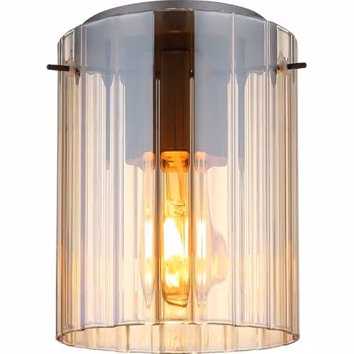 Globo Lighting Tulivar Cylindrical Ceiling Light in Grey and Amber Glass – 1